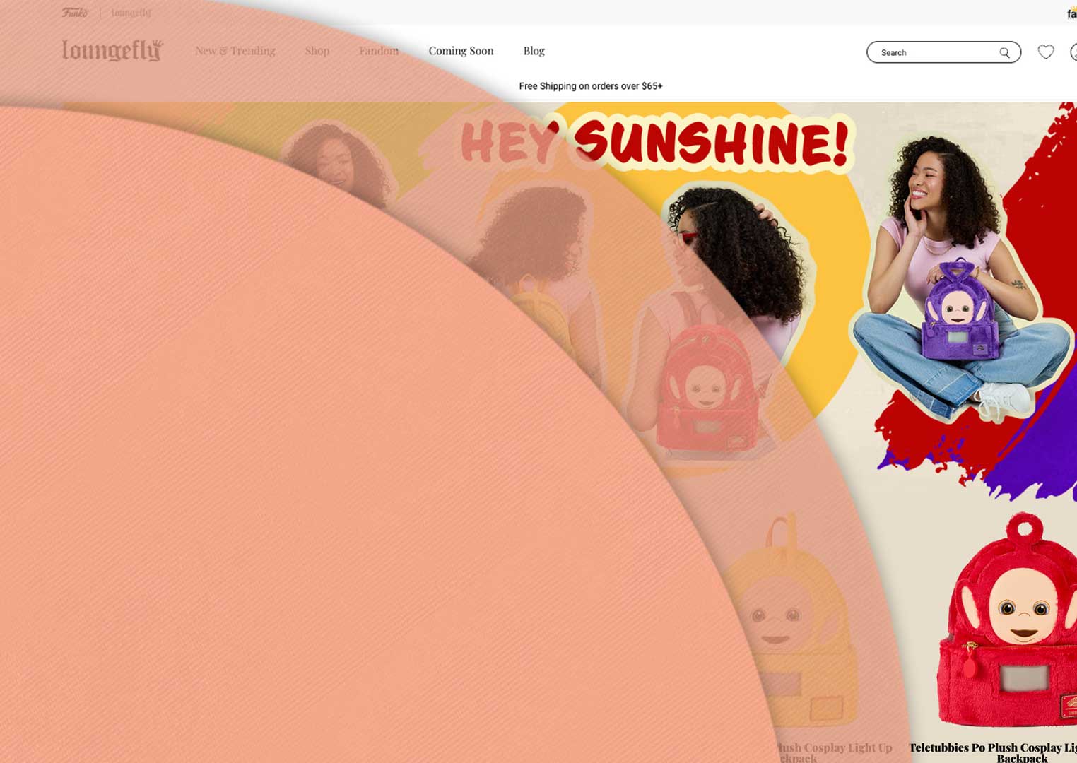 Light Orange circles showcasing Loungefly Seasonal Fashion landing page