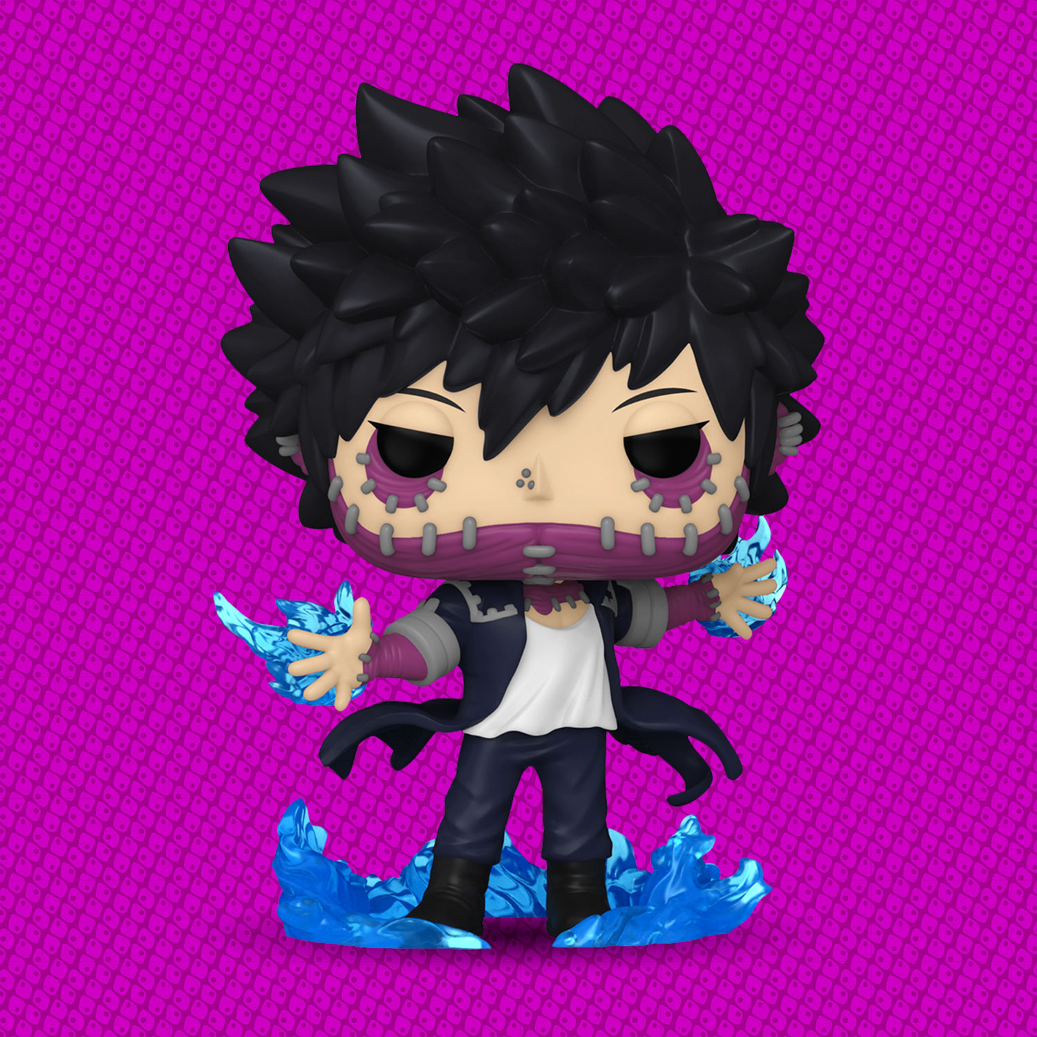 Purple background with textured pattern showcasing 75557 - My Hero Academia Pop! Dabi with Flames